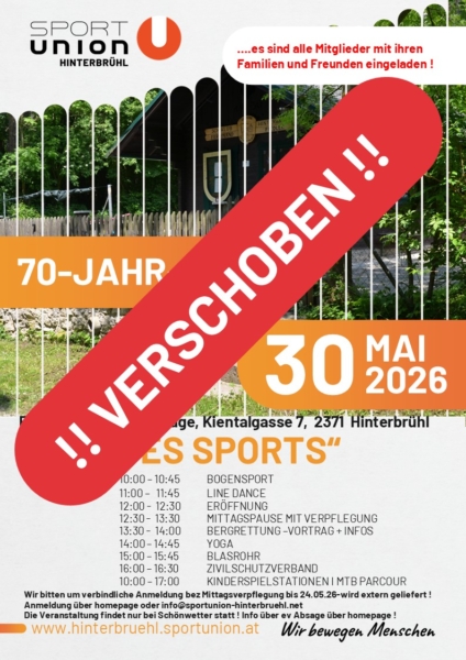 70 Jahr Feier Ausschreibung Verschiebung