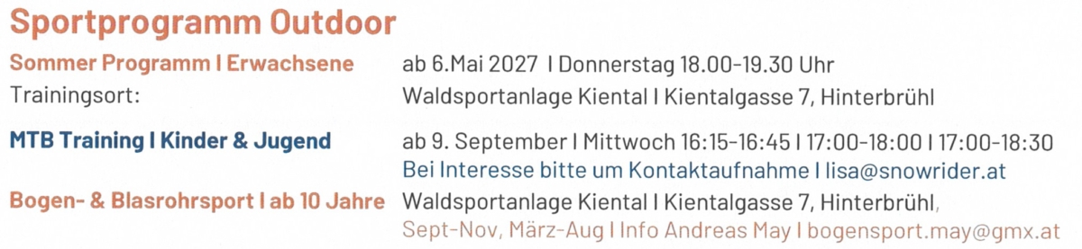 SUHB Programm outdoor